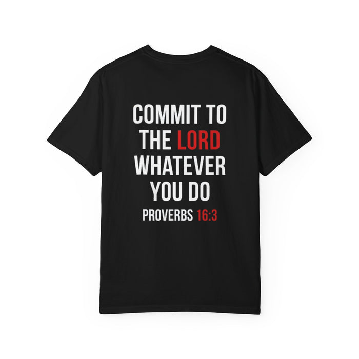 Faith Kettlebell T-Shirt — "Commit to the Lord Whatever You Do" Proverbs 16:3