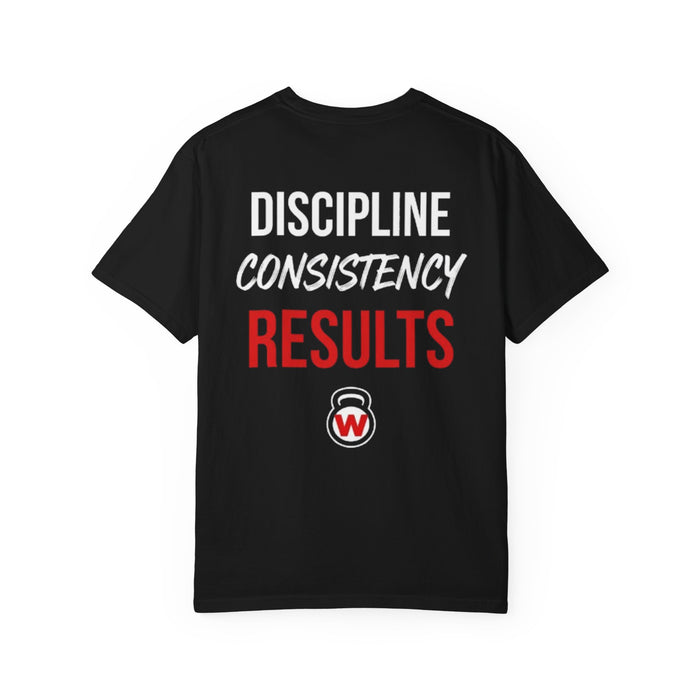 Built by Wanza T-Shirt | Discipline Consistency Results Fitness Tee
